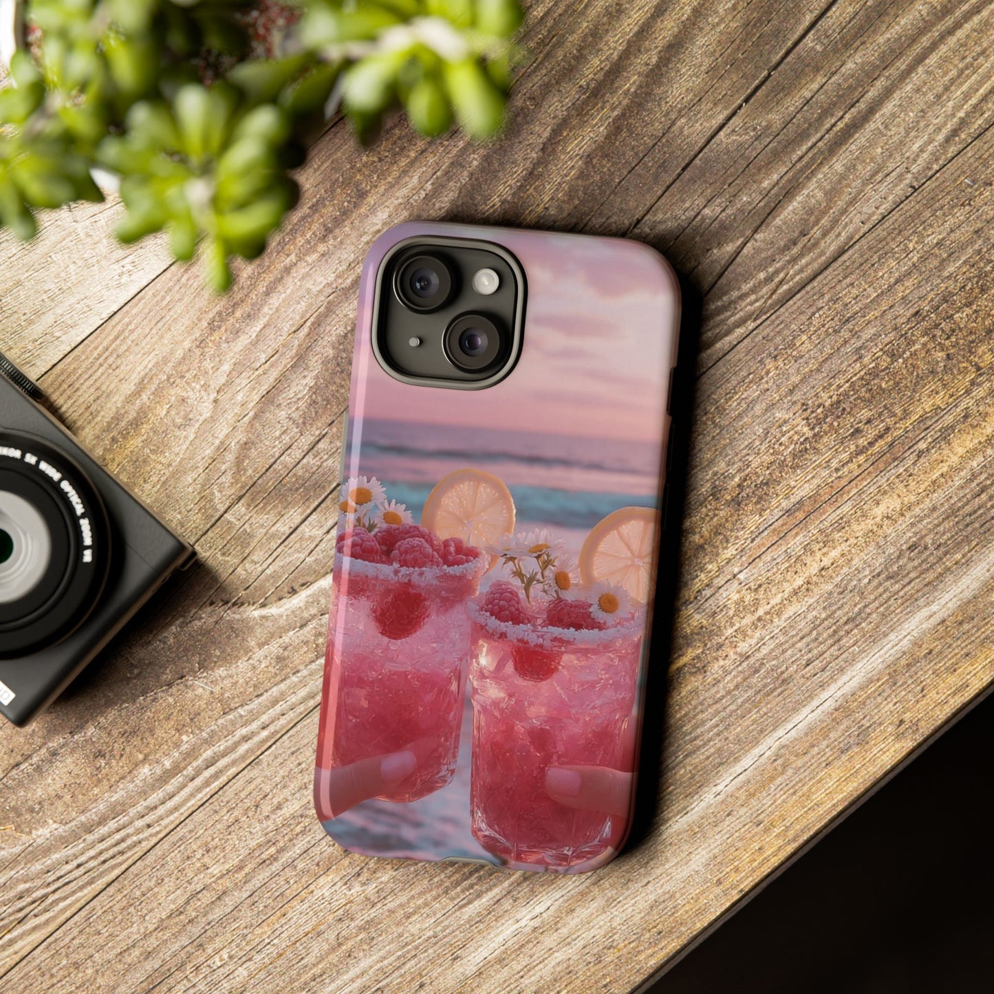 Pink Sunset Cocktail Phone Case — Beach Drink Protective Cover