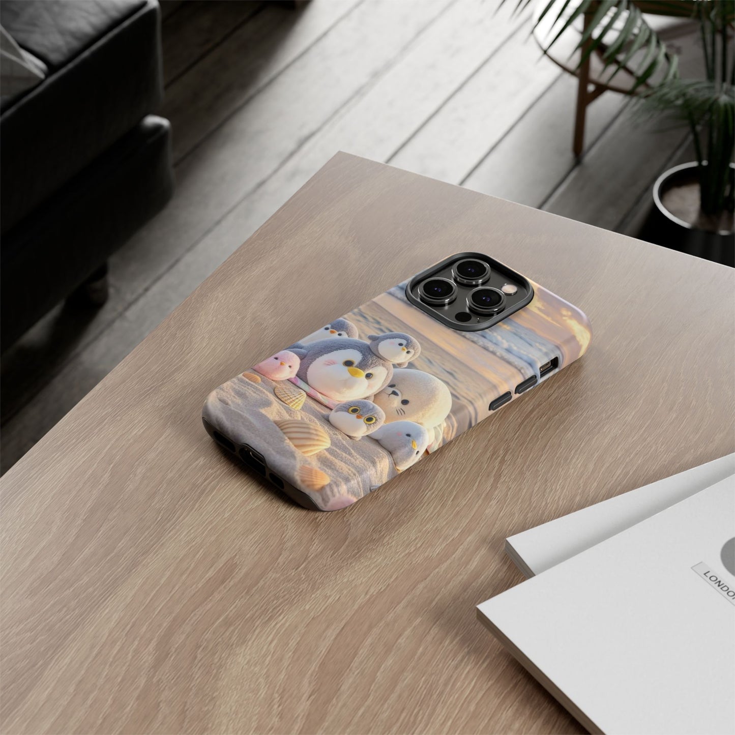 Cute Plush Penguins Beach Phone Case