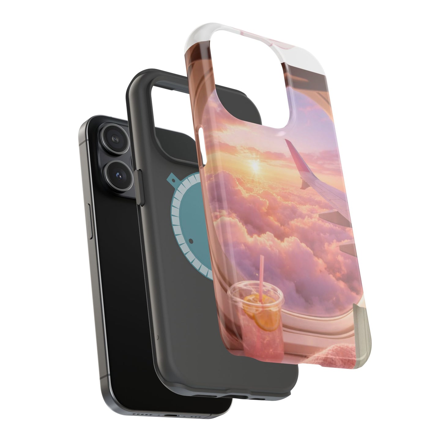 iPhone Magnetic Case "Airplane Window Sunset Travel"