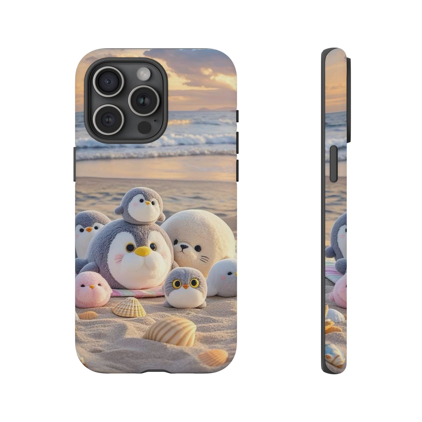 Cute Plush Penguins Beach Phone Case