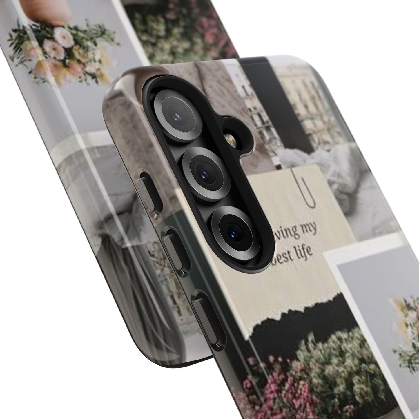 Inspirational Floral Phone Case – Cover with "Just Living My Best Life"