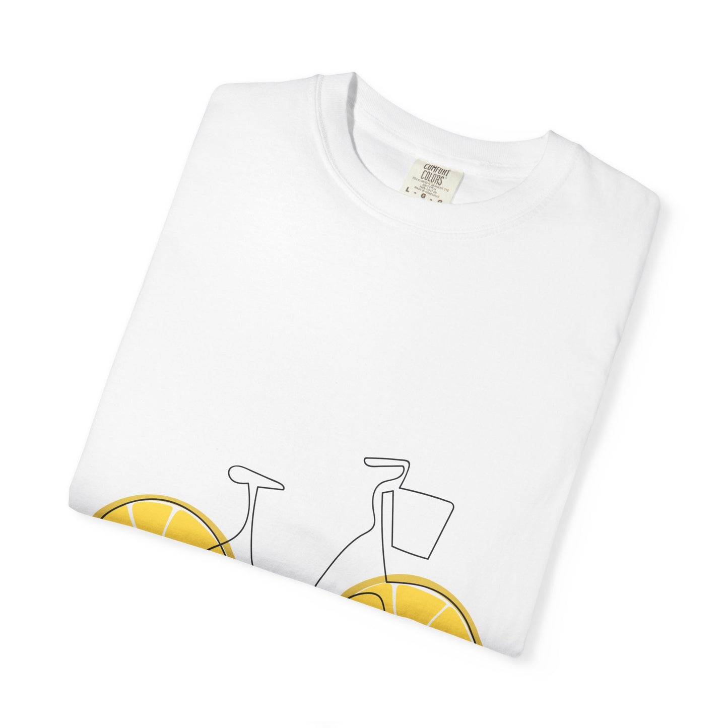 Lemon Wheel Bike T-Shirt — Citrus Bicycle Graphic  Coton Tee