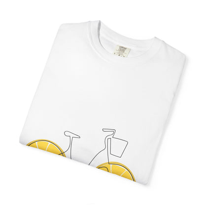 Lemon Wheel Bike T-Shirt — Citrus Bicycle Graphic  Coton Tee
