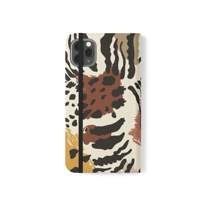 Leopard Patchwork Flip Wallet Case with Card Slots