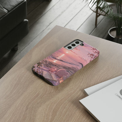 Pink Sunset Beach Phone Case "Romantic Coastal"