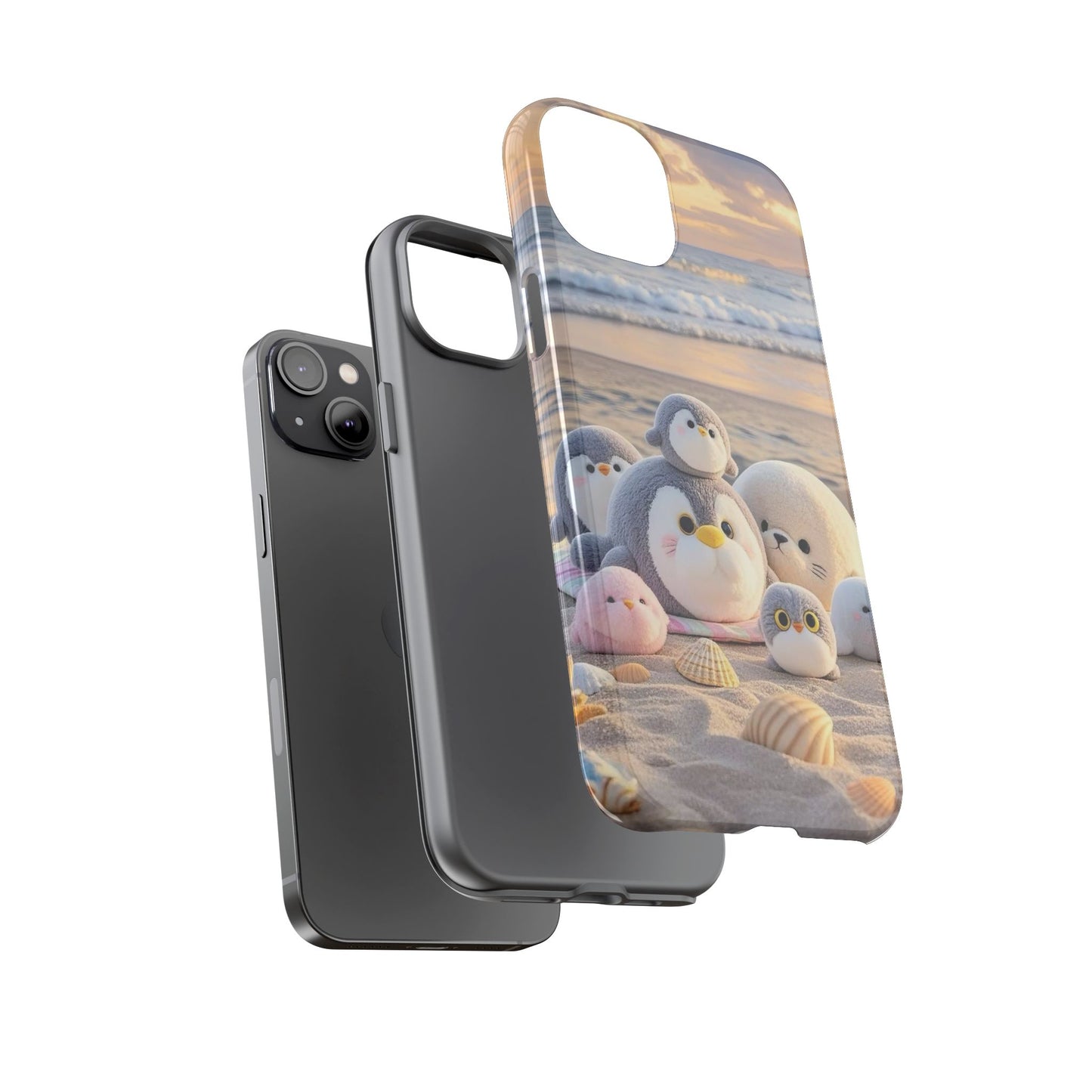 Cute Plush Penguins Beach Phone Case