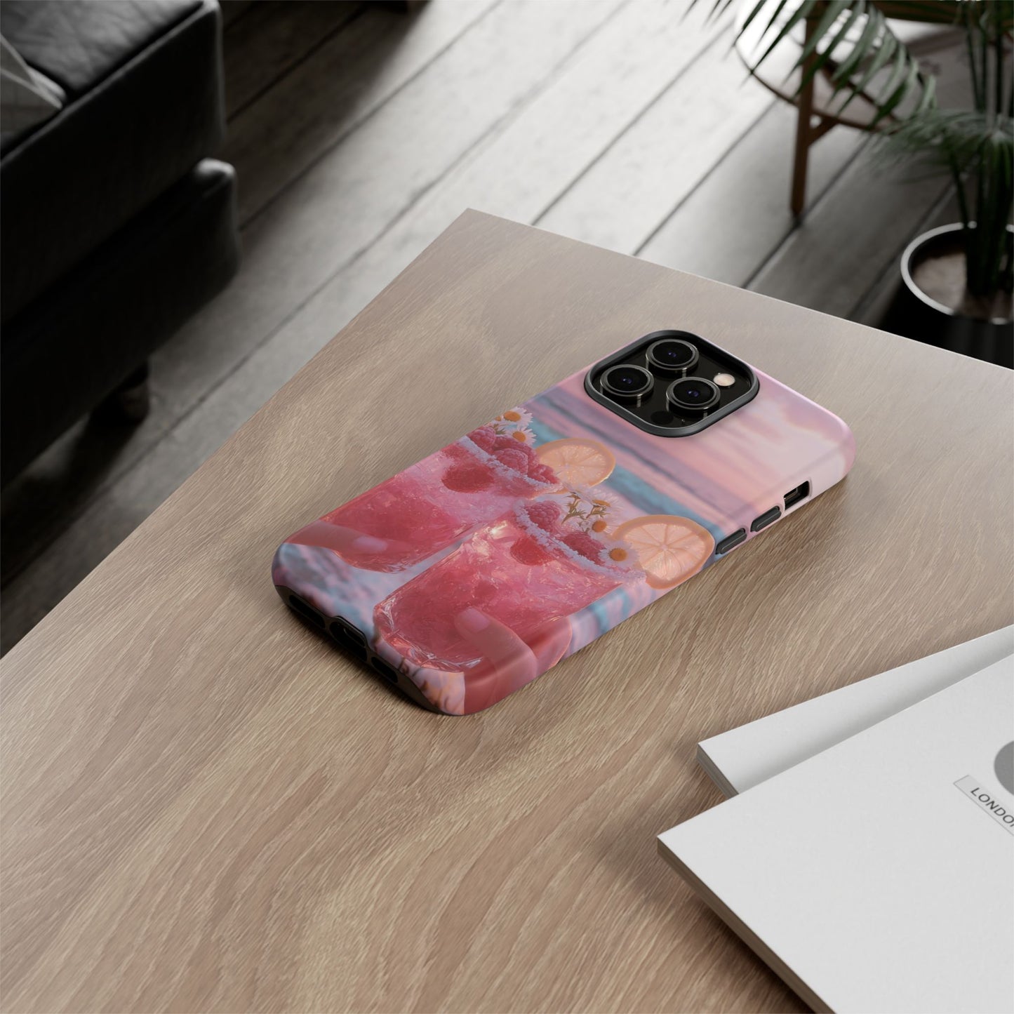 Pink Sunset Cocktail Phone Case — Beach Drink Protective Cover