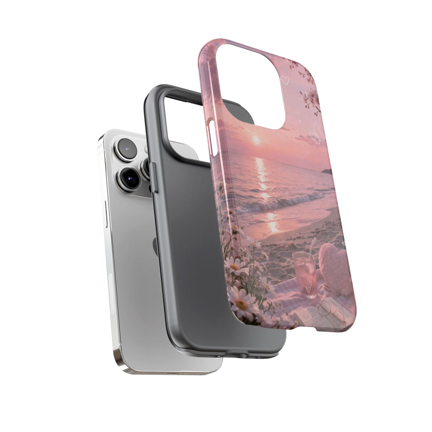 Pink Sunset Beach Phone Case "Romantic Seaside"