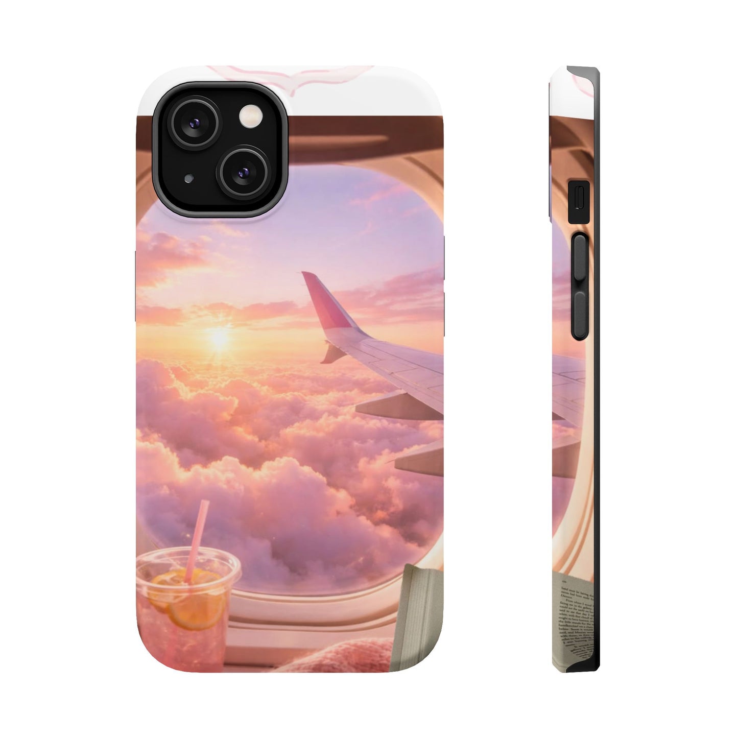 iPhone Magnetic Case "Airplane Window Sunset Travel"