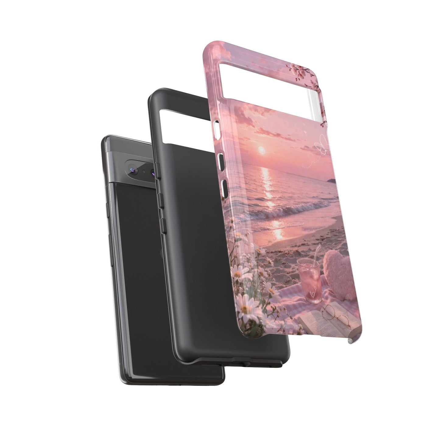 Pink Sunset Beach Phone Case "Romantic Seaside"