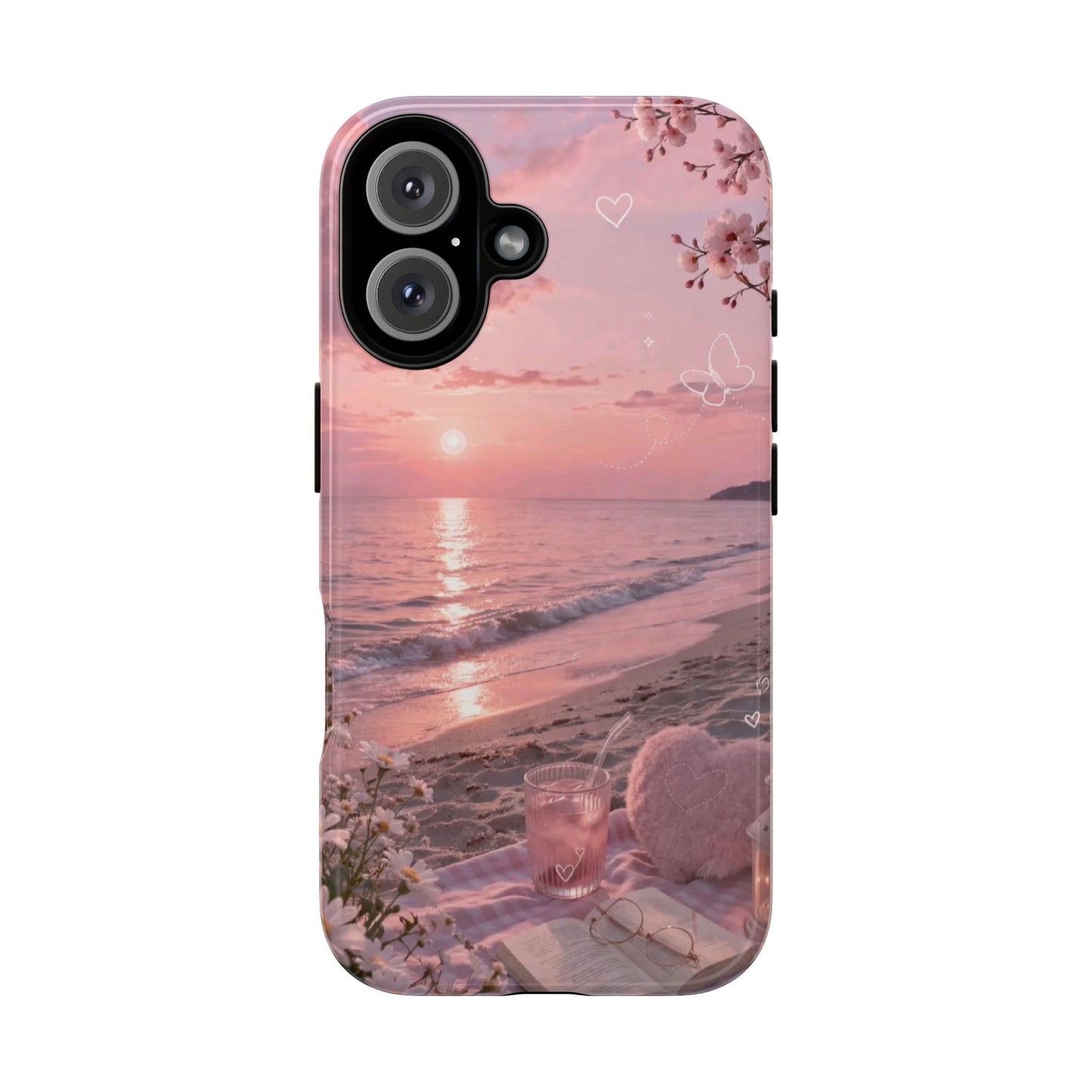 Pink Sunset Beach Phone Case "Romantic Coastal"