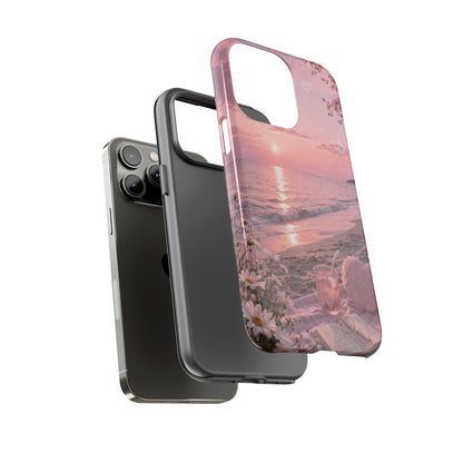 Pink Sunset Beach Phone Case "Romantic Seaside"