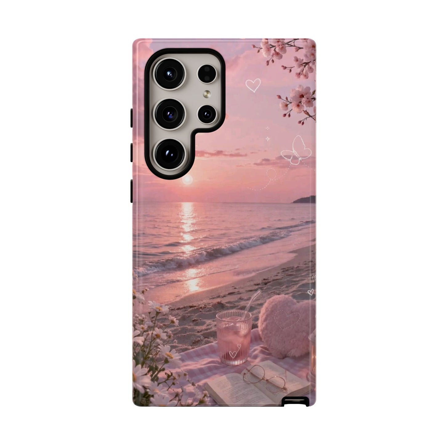 Pink Sunset Beach Phone Case "Romantic Seaside"