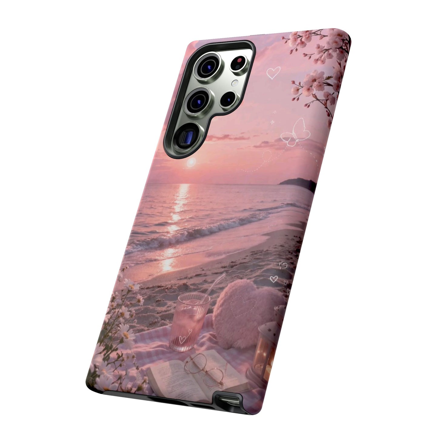 Pink Sunset Beach Phone Case "Romantic Coastal"