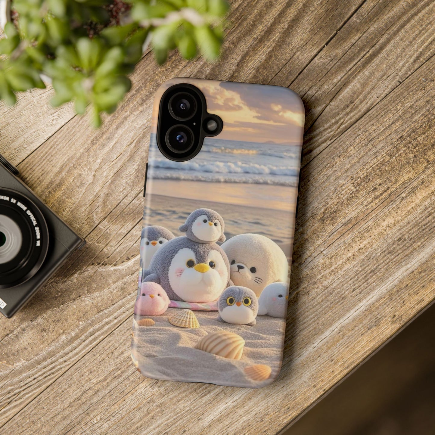 Cute Plush Penguins Beach Phone Case