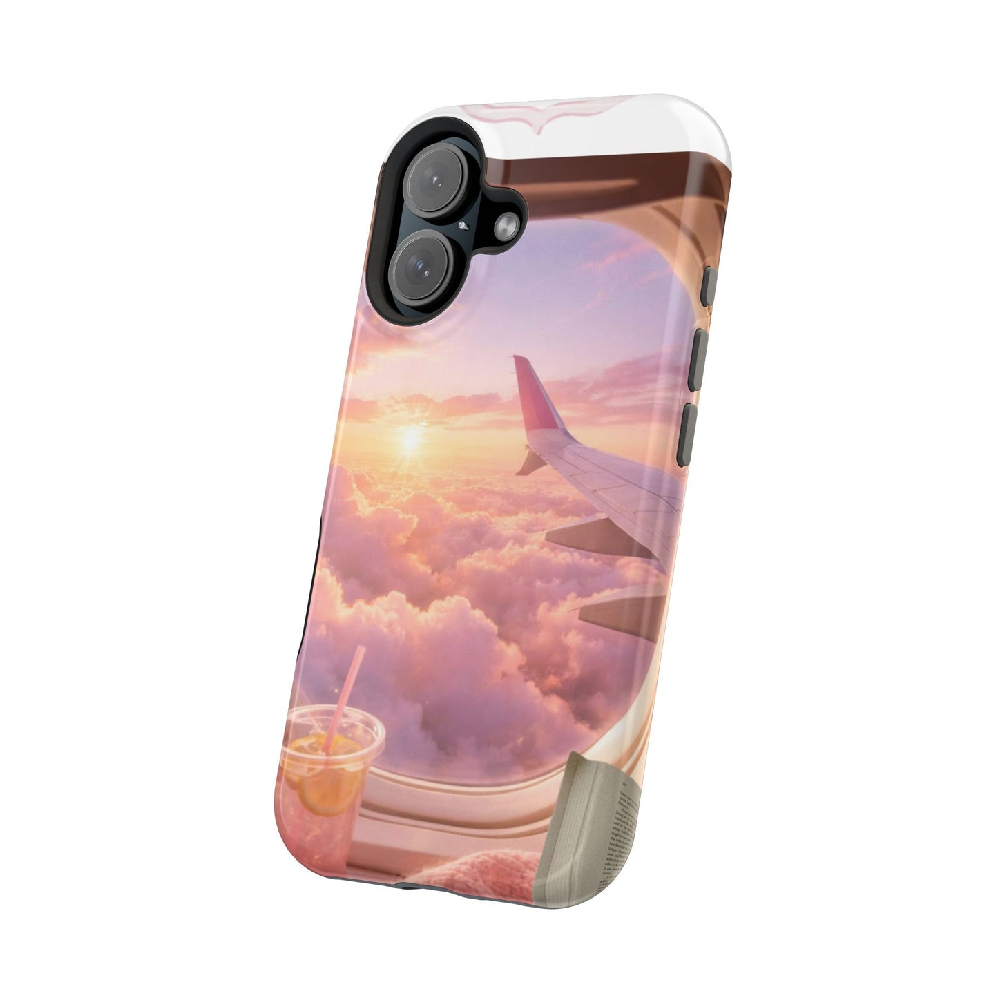 iPhone Magnetic Case "Airplane Window Sunset Travel"