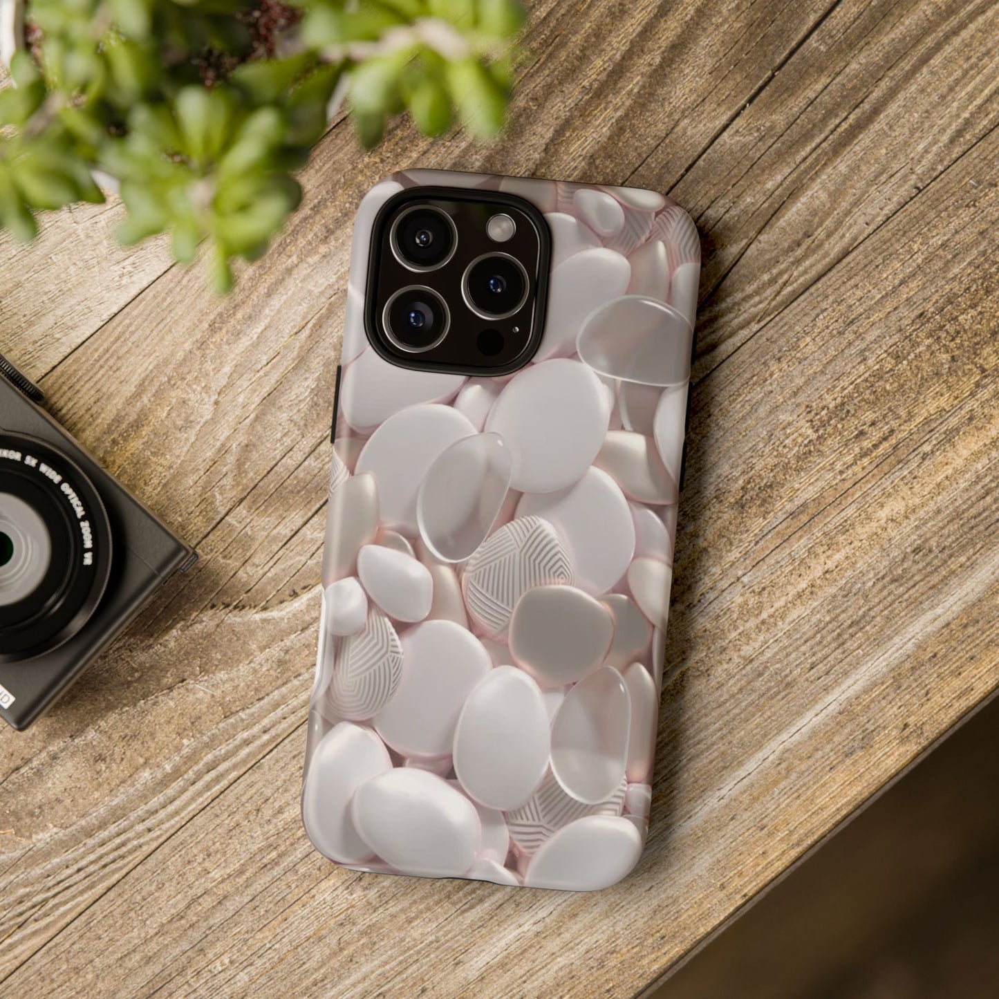 Phone Case – Soft Pink Pebble Pattern Protective Tough Case