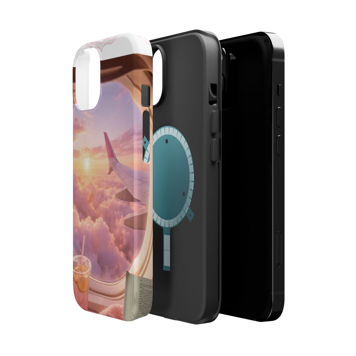 iPhone Magnetic Case "Airplane Window Sunset Travel"