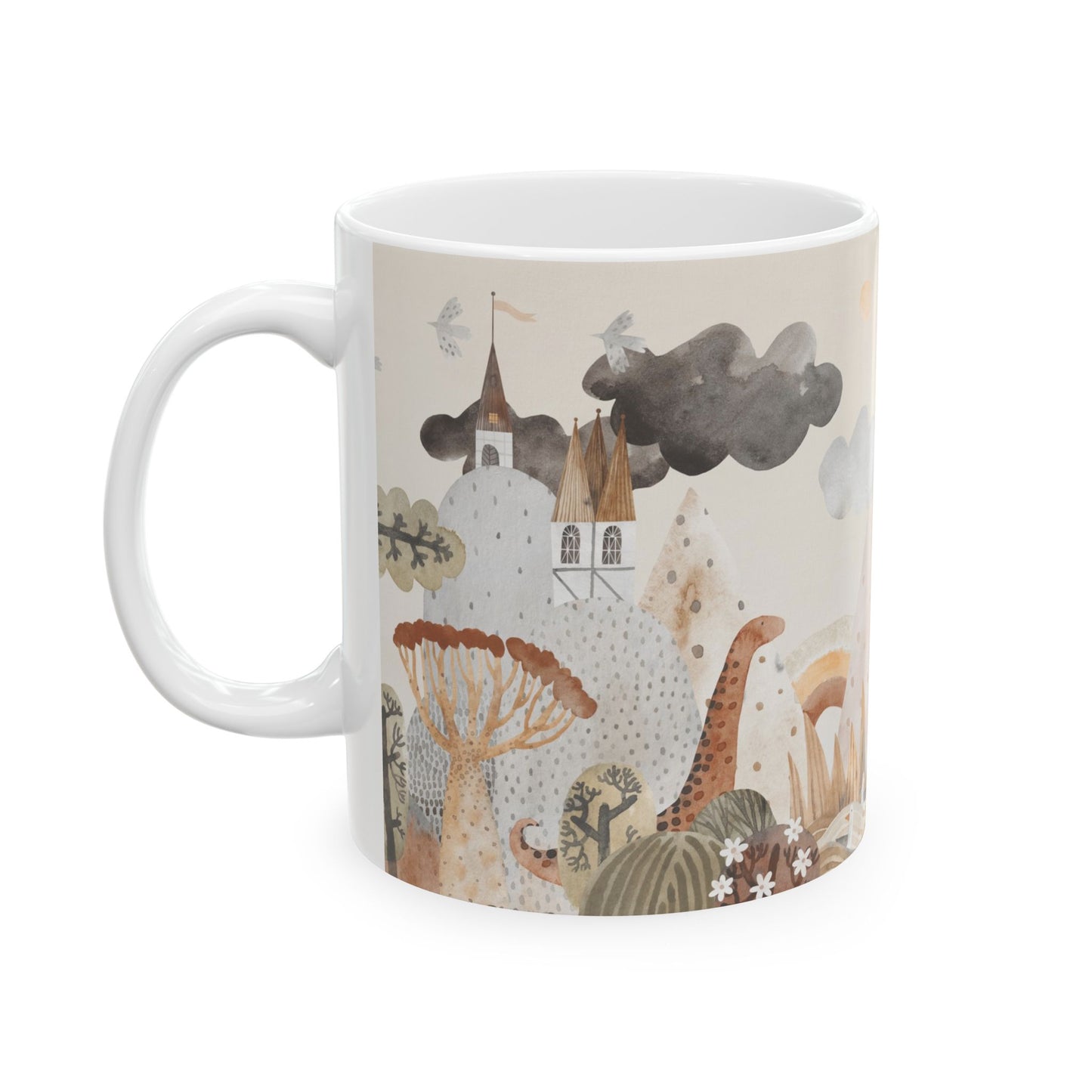 Woodland Friends Ceramic Mug — Whimsical Forest Animal Coffee Cup