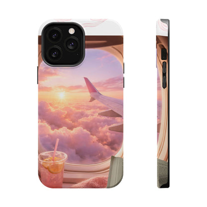 iPhone Magnetic Case "Airplane Window Sunset Travel"