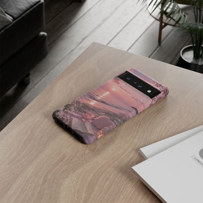 Pink Sunset Beach Phone Case "Romantic Seaside"