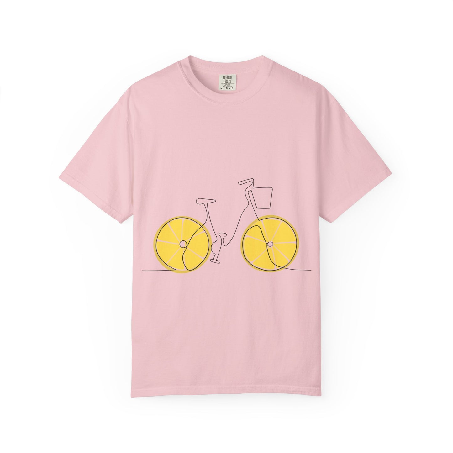 Lemon Wheel Bike T-Shirt — Citrus Bicycle Graphic  Coton Tee