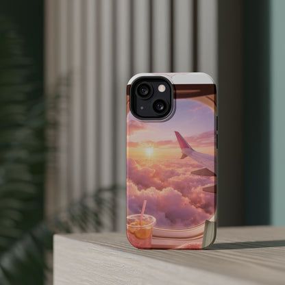 iPhone Magnetic Case "Airplane Window Sunset Travel"