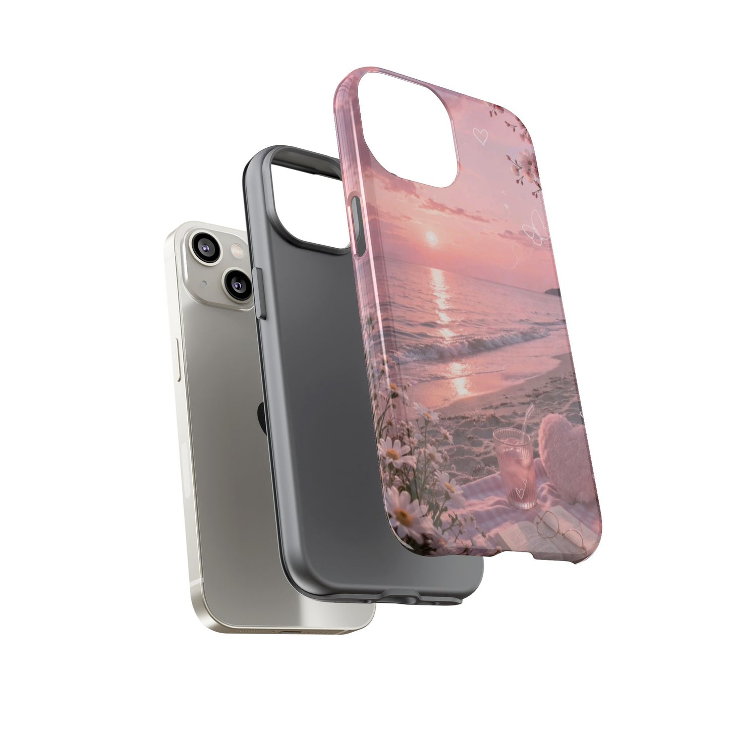 Pink Sunset Beach Phone Case "Romantic Seaside"