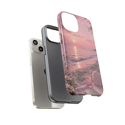 Pink Sunset Beach Phone Case "Romantic Seaside"