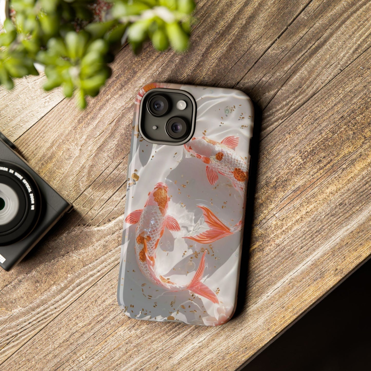 Koi Fish Phone Case "Serene Gold Fleck Watercolor"