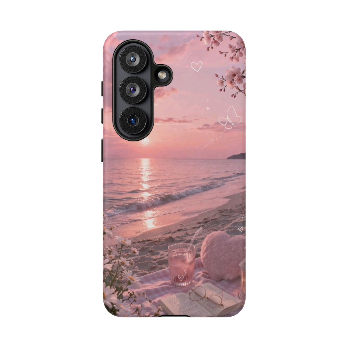 Pink Sunset Beach Phone Case "Romantic Seaside"