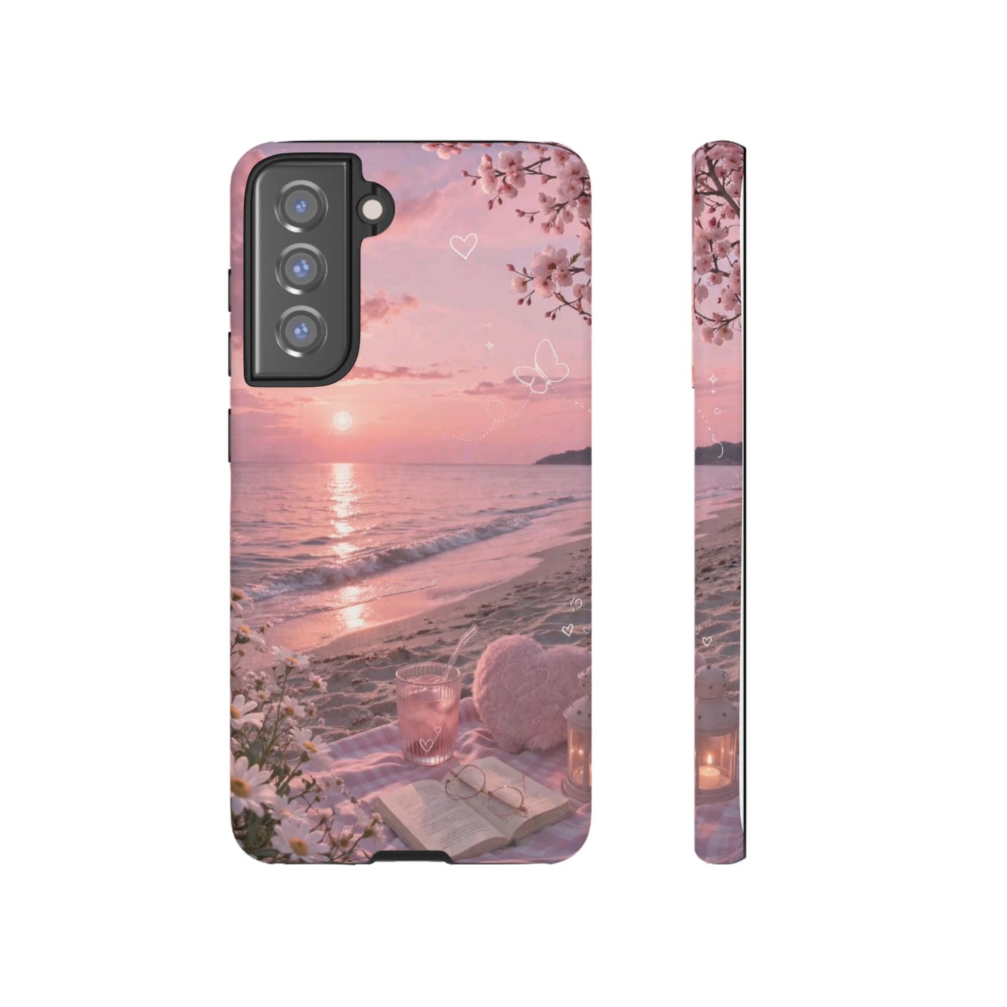 Pink Sunset Beach Phone Case "Romantic Coastal"