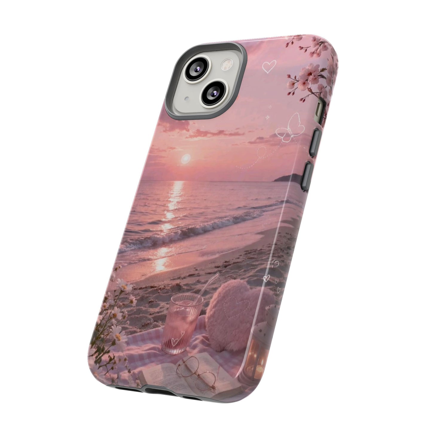 Pink Sunset Beach Phone Case "Romantic Seaside"