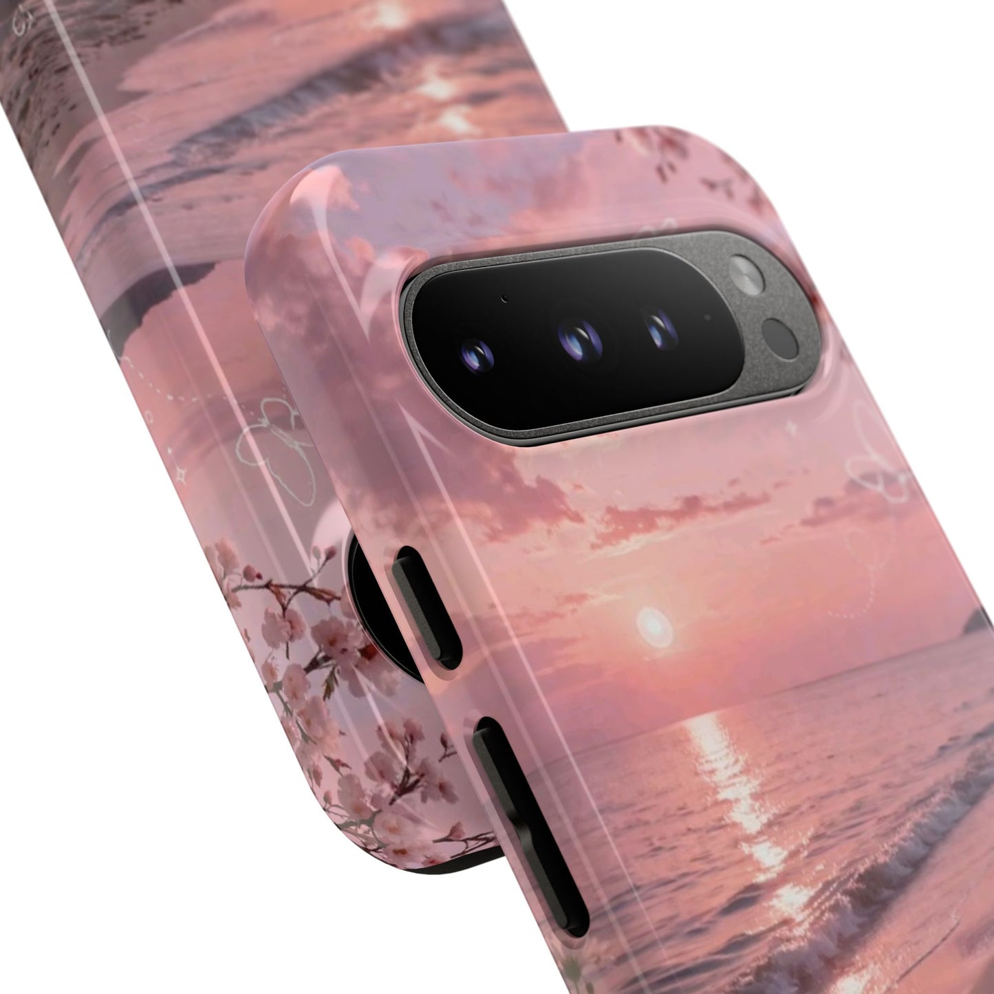 Pink Sunset Beach Phone Case "Romantic Seaside"