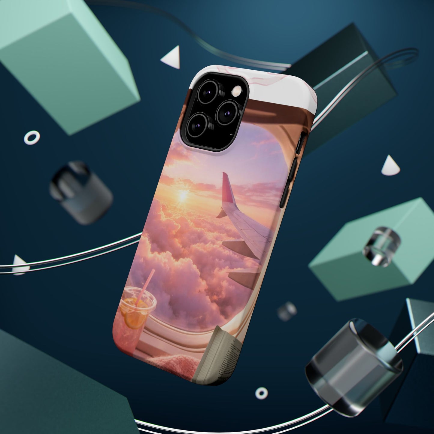 iPhone Magnetic Case "Airplane Window Sunset Travel"
