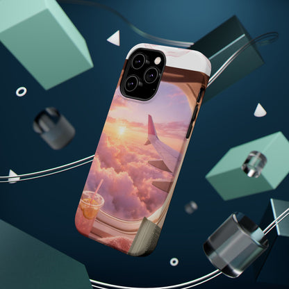 iPhone Magnetic Case "Airplane Window Sunset Travel"