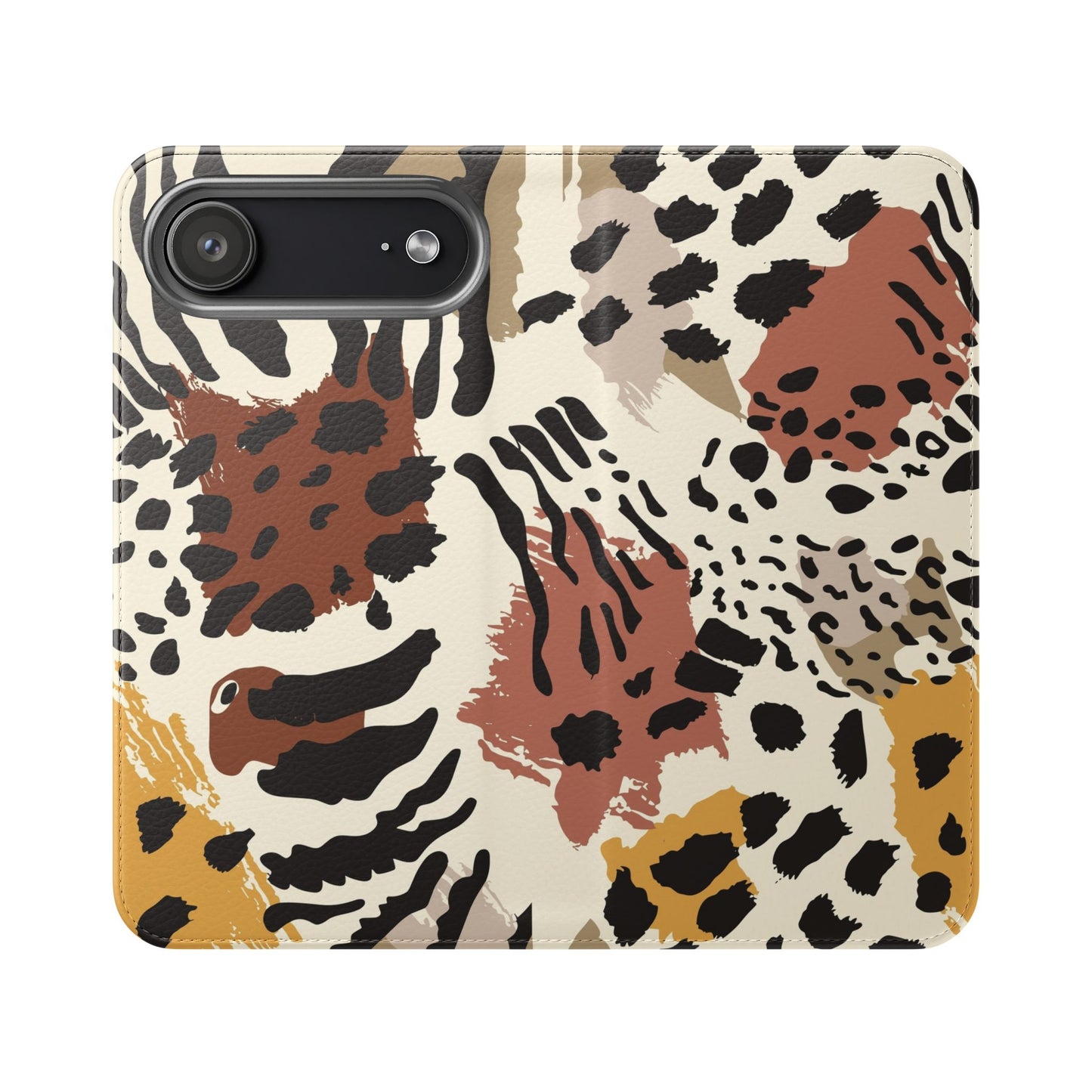 Leopard Patchwork Flip Wallet Case with Card Slots