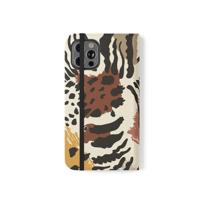 Leopard Patchwork Flip Wallet Case with Card Slots
