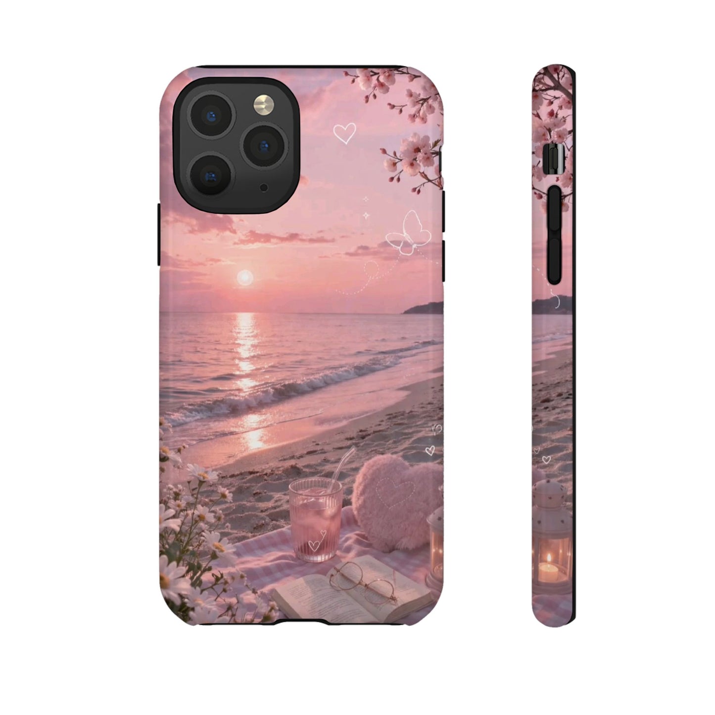 Pink Sunset Beach Phone Case "Romantic Seaside"