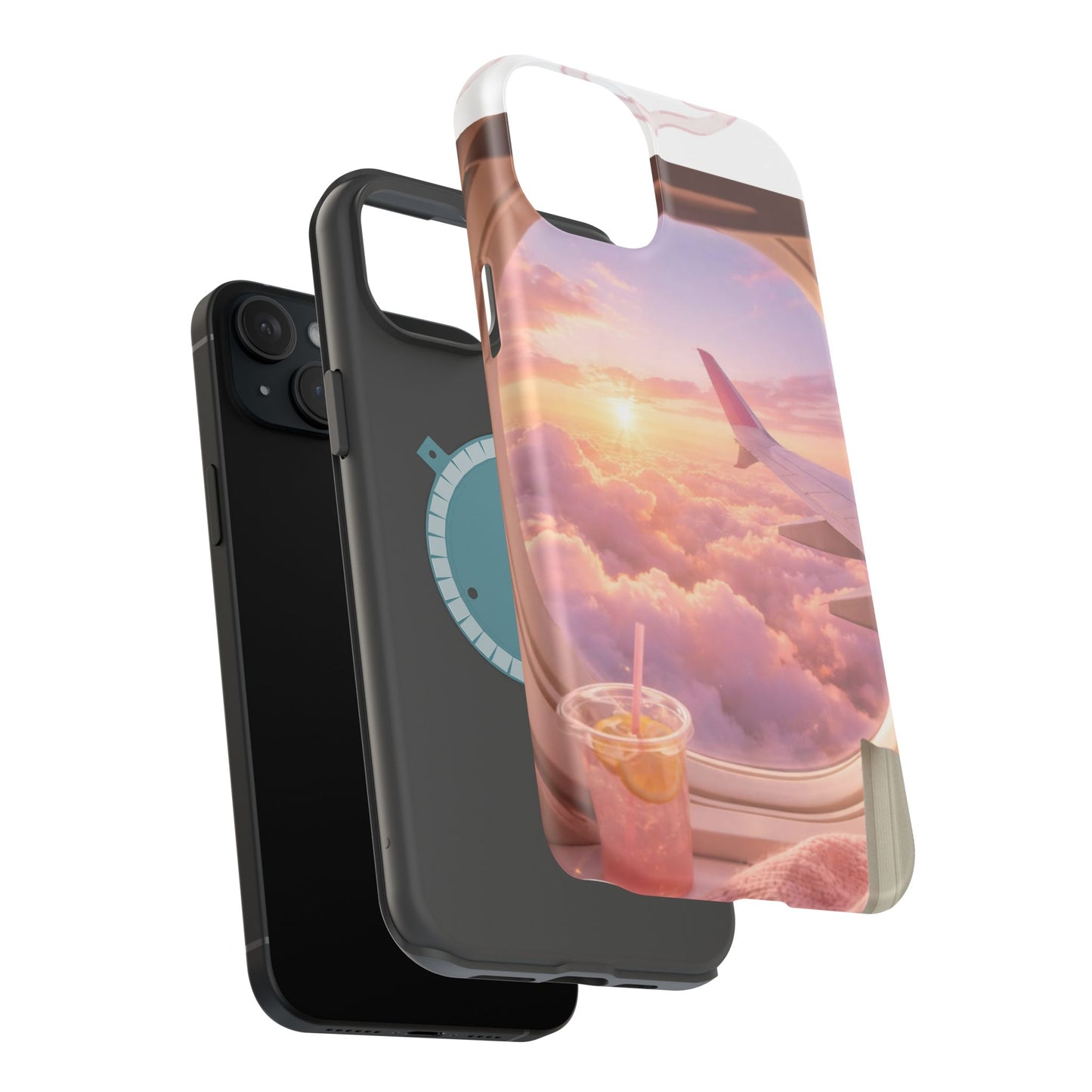 iPhone Magnetic Case "Airplane Window Sunset Travel"