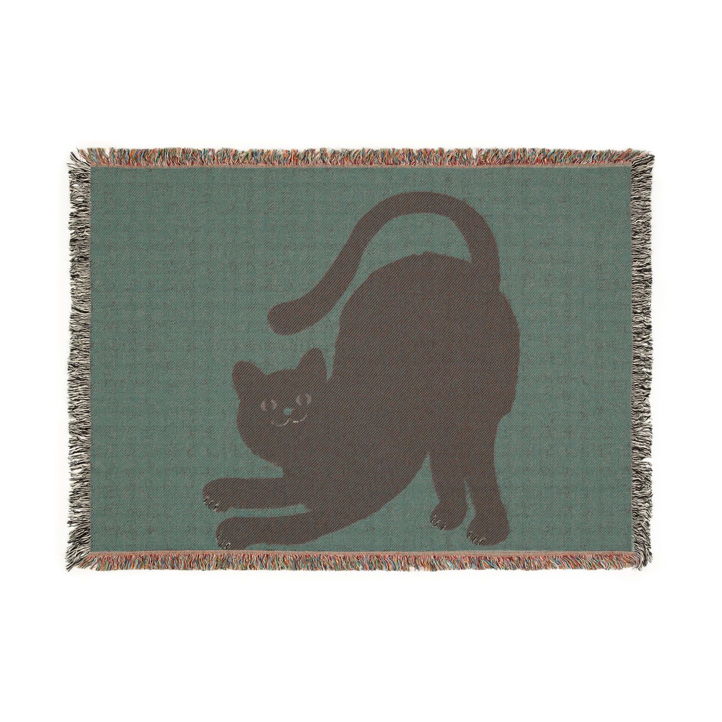 Woven Blanket — Stretching Black Cat Throw Blanket (Cozy Halloween & Cat Lover Gift)