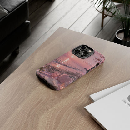 Pink Sunset Beach Phone Case "Romantic Seaside"