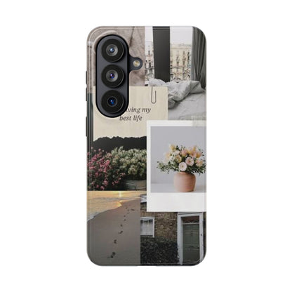 Inspirational Floral Phone Case – Cover with "Just Living My Best Life"