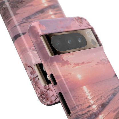 Pink Sunset Beach Phone Case "Romantic Seaside"