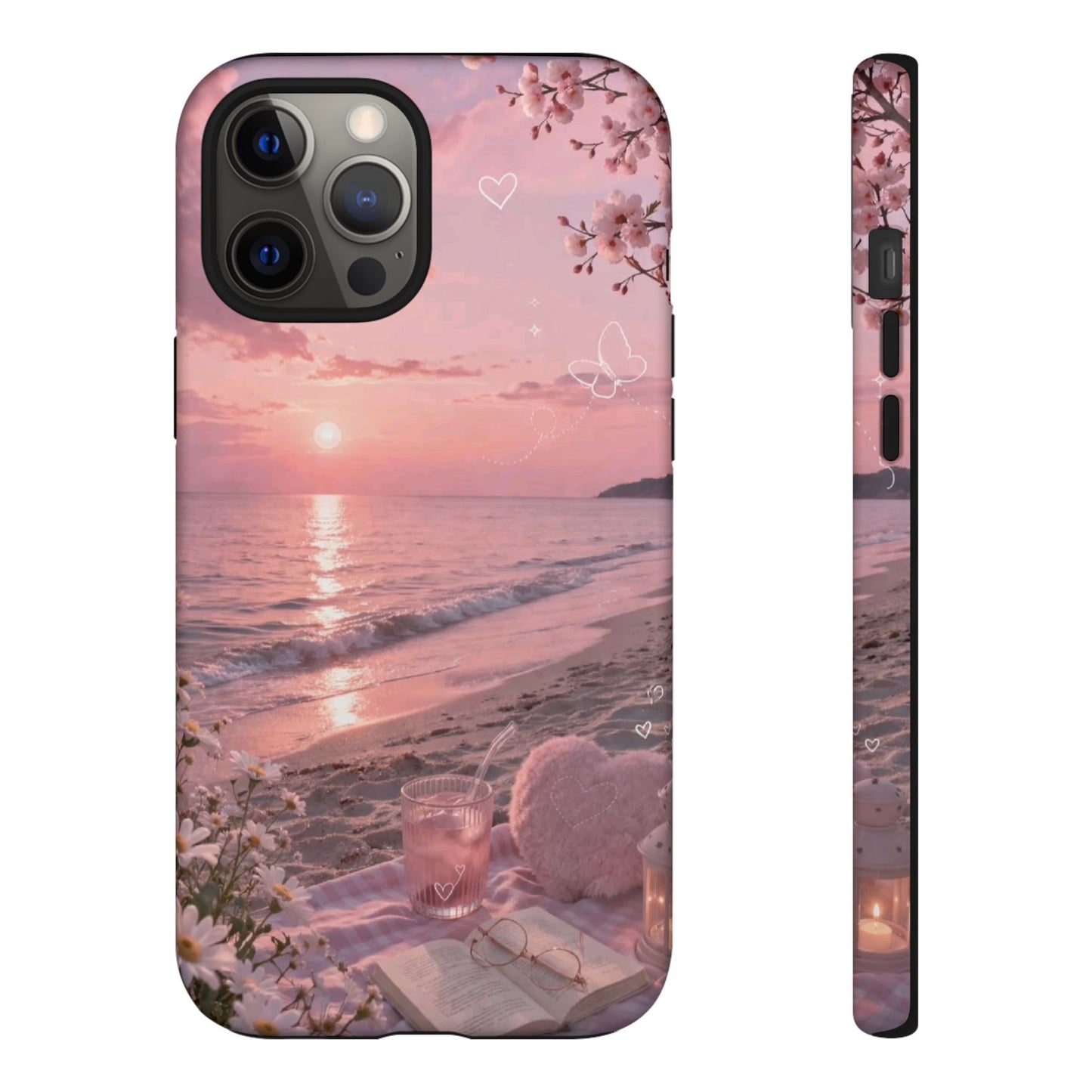 Pink Sunset Beach Phone Case "Romantic Seaside"