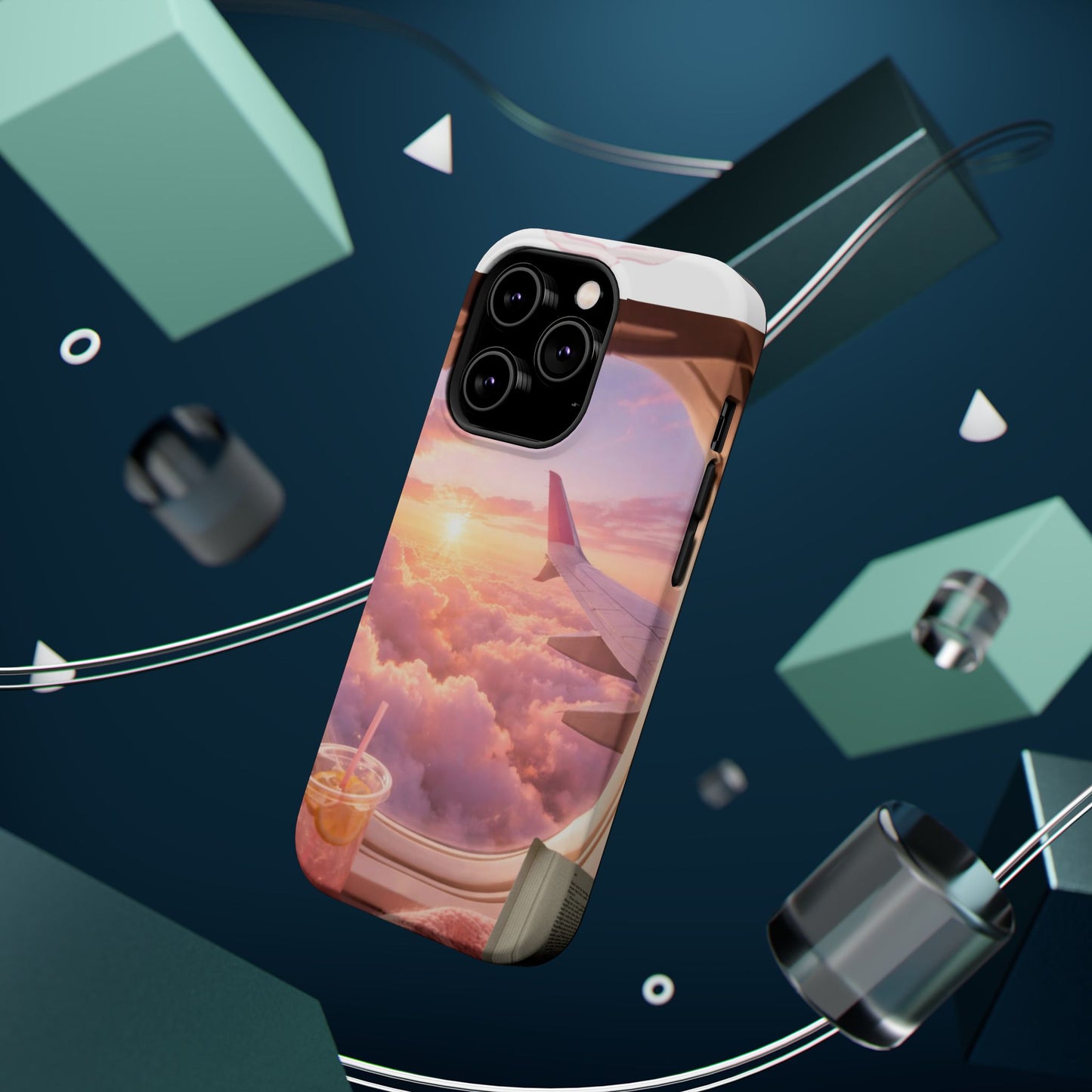 iPhone Magnetic Case "Airplane Window Sunset Travel"