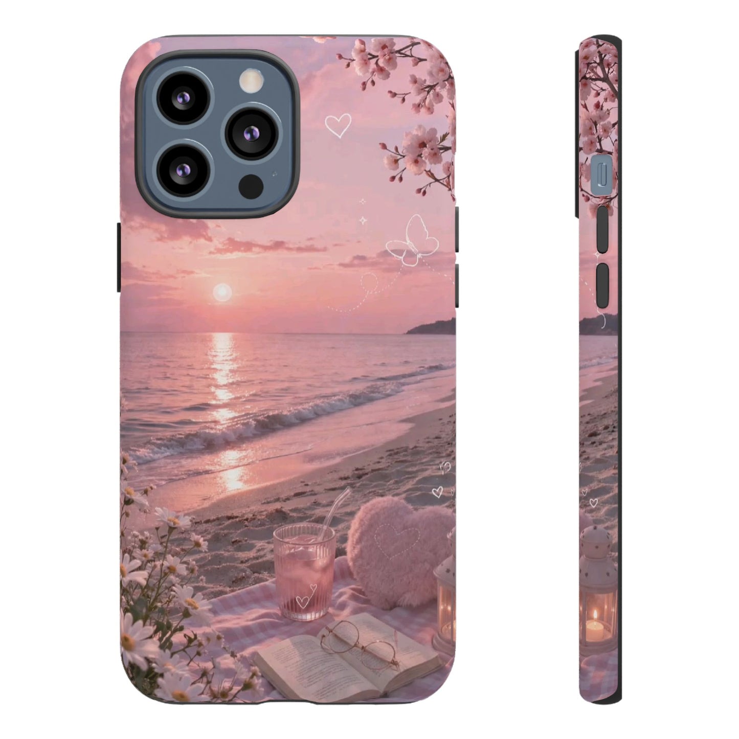 Pink Sunset Beach Phone Case "Romantic Seaside"