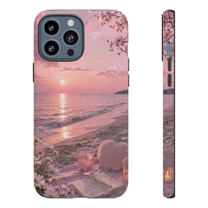 Pink Sunset Beach Phone Case "Romantic Seaside"