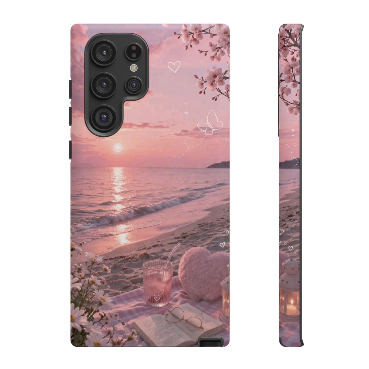 Pink Sunset Beach Phone Case "Romantic Coastal"