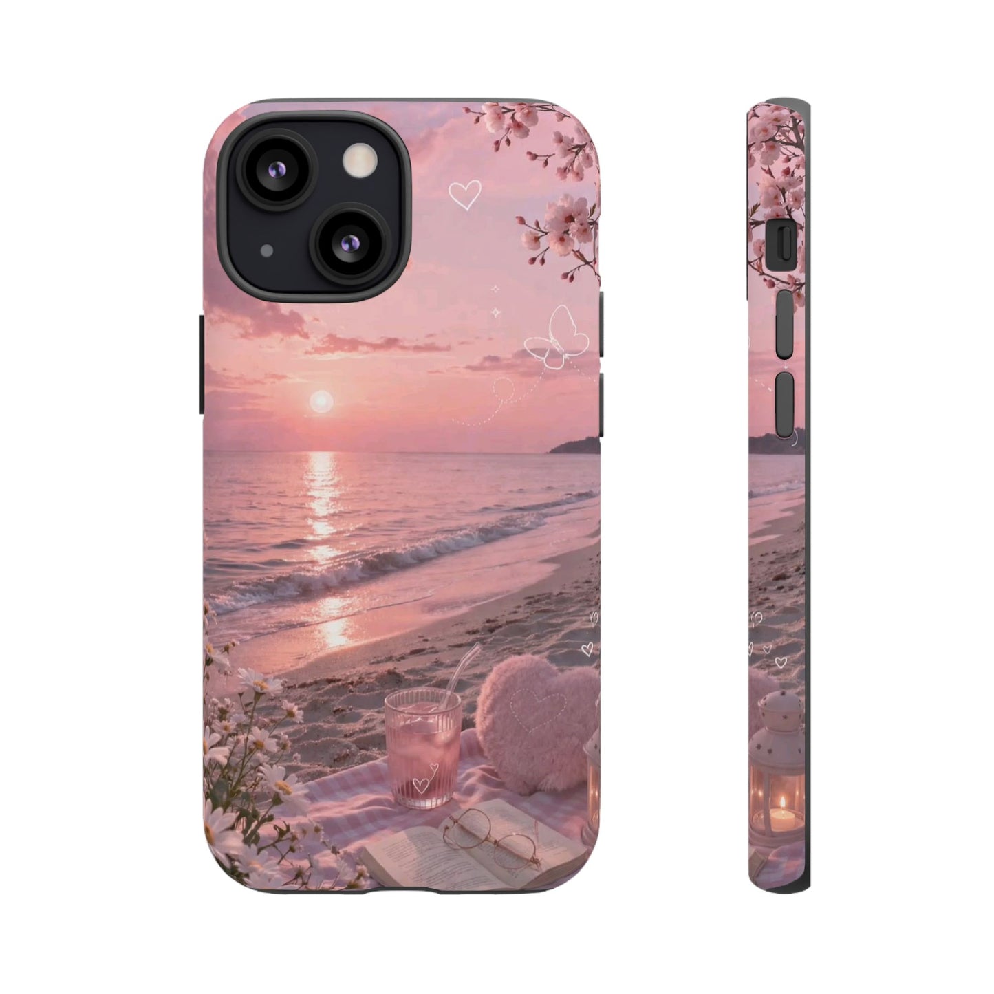 Pink Sunset Beach Phone Case "Romantic Seaside"